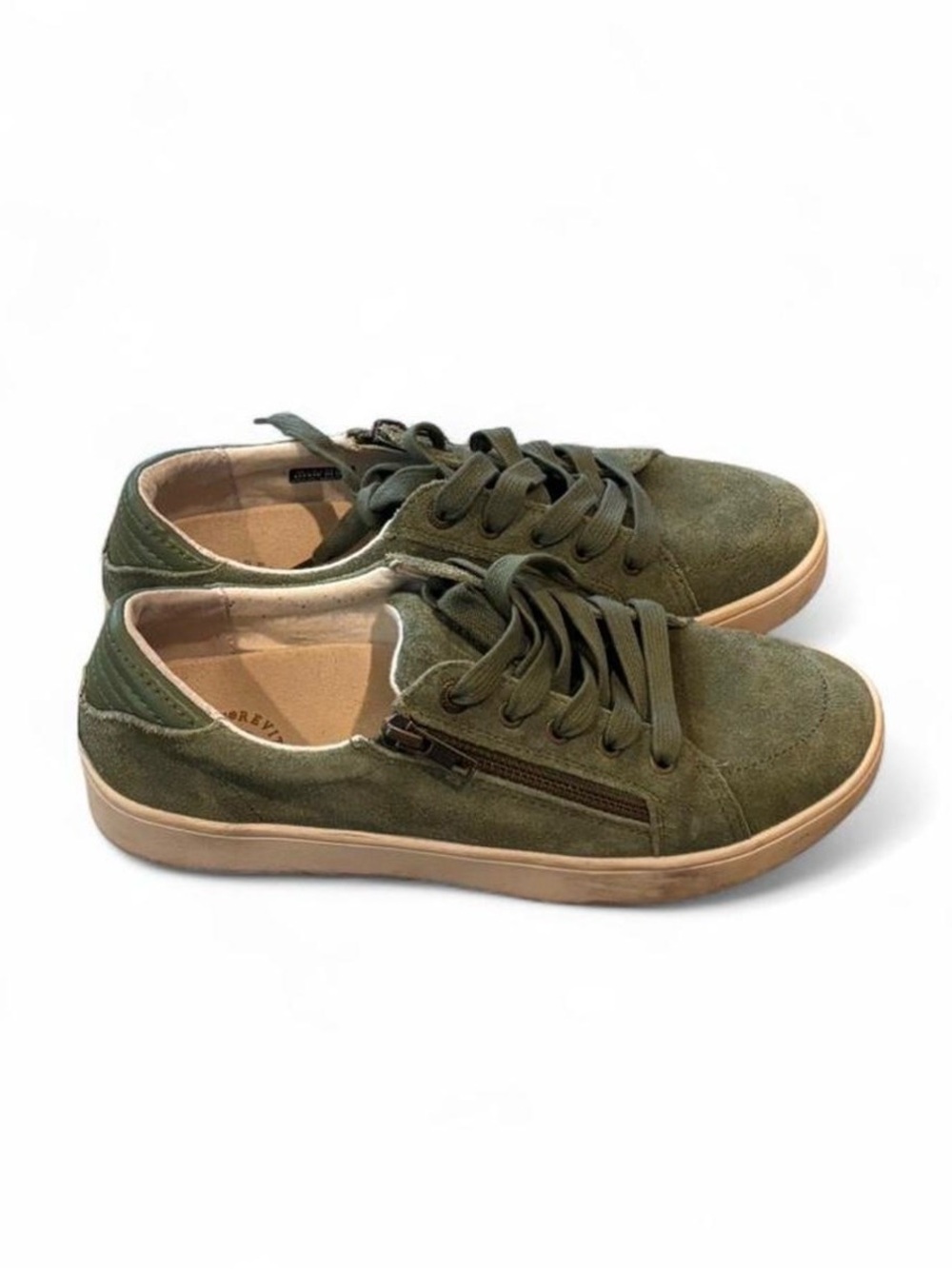 REVITALIGN Olive Green Suede Athletic Sneakers Zip Orthotic Support streetwear - Picture 4 of 8